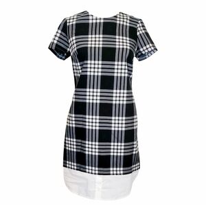 New York & Company Vintage Y2K Black and White Plaid Mini Dress